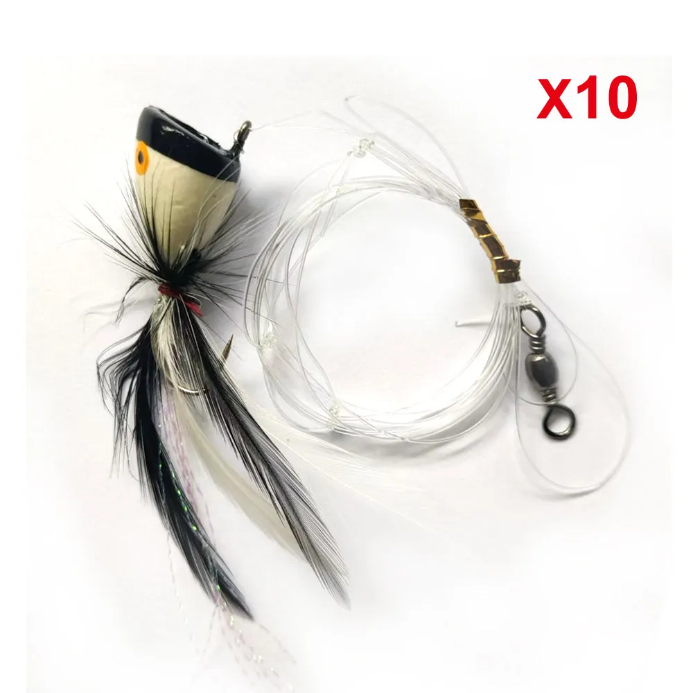 10 x Masterpro Custom Designed Surf Popper Fishing Rigs With Black Poppers  Fishing Tackle