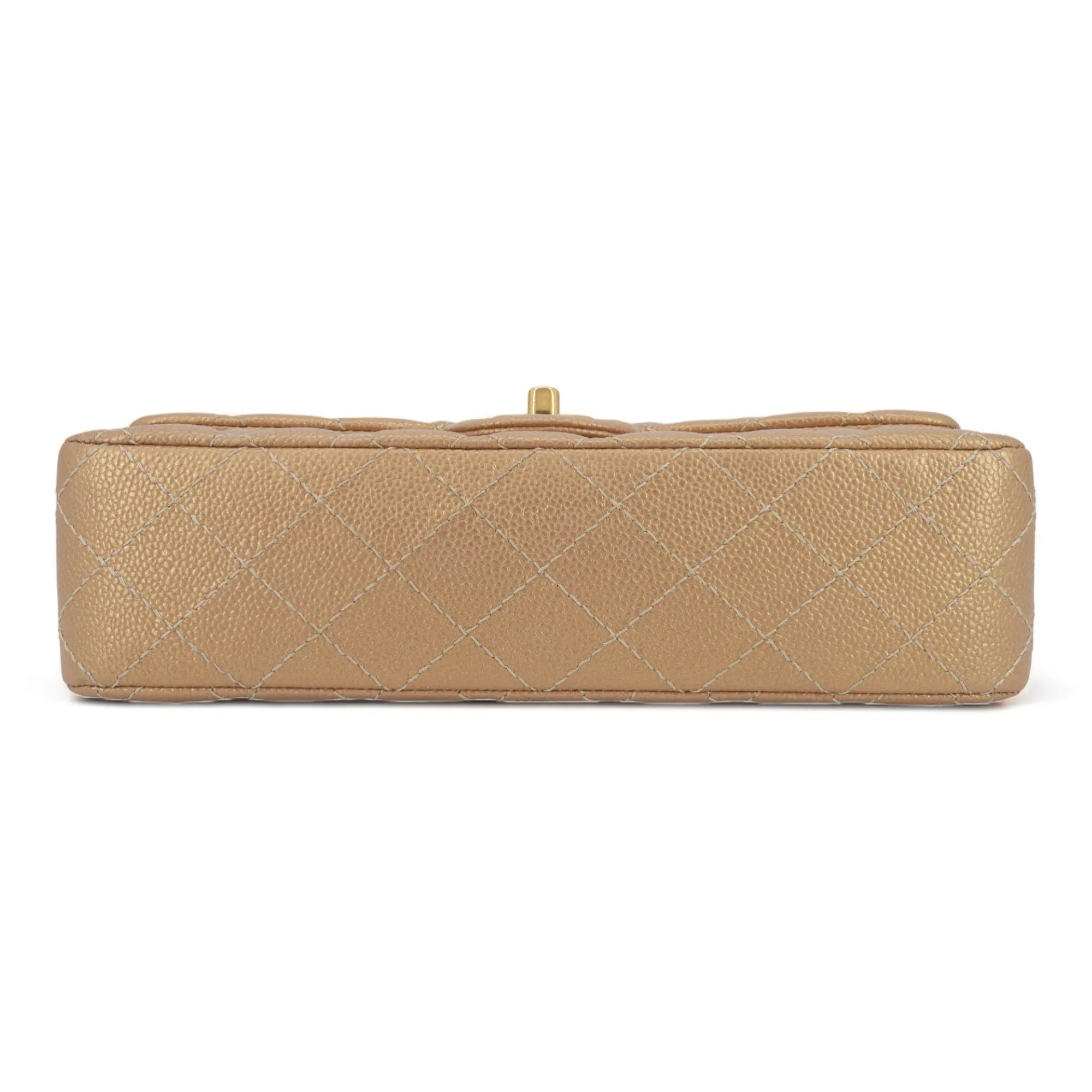 15C Pearly Gold Caviar Medium Classic Double Flap Bag