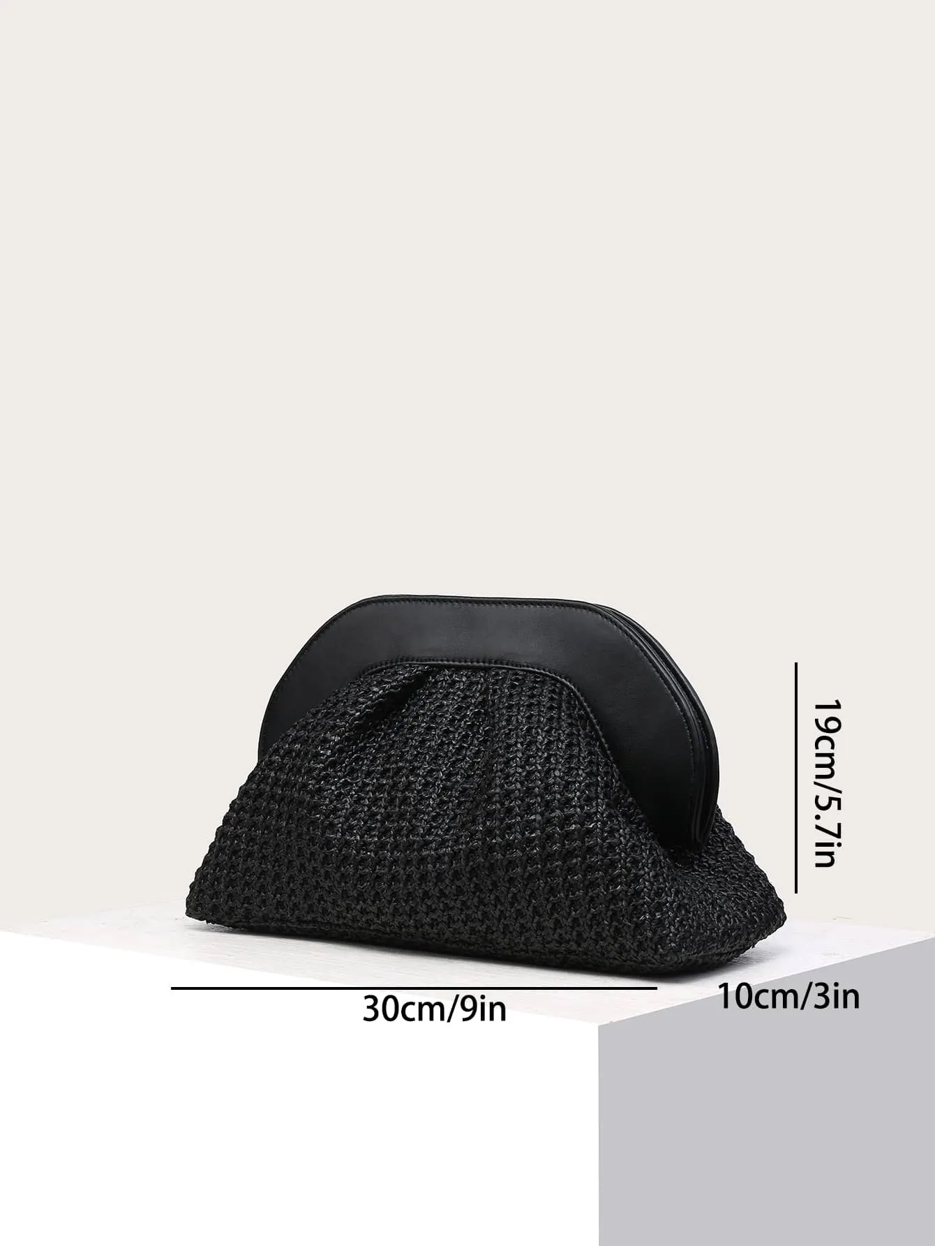 1pc Cloud Clutch Bag With Pleats - Black