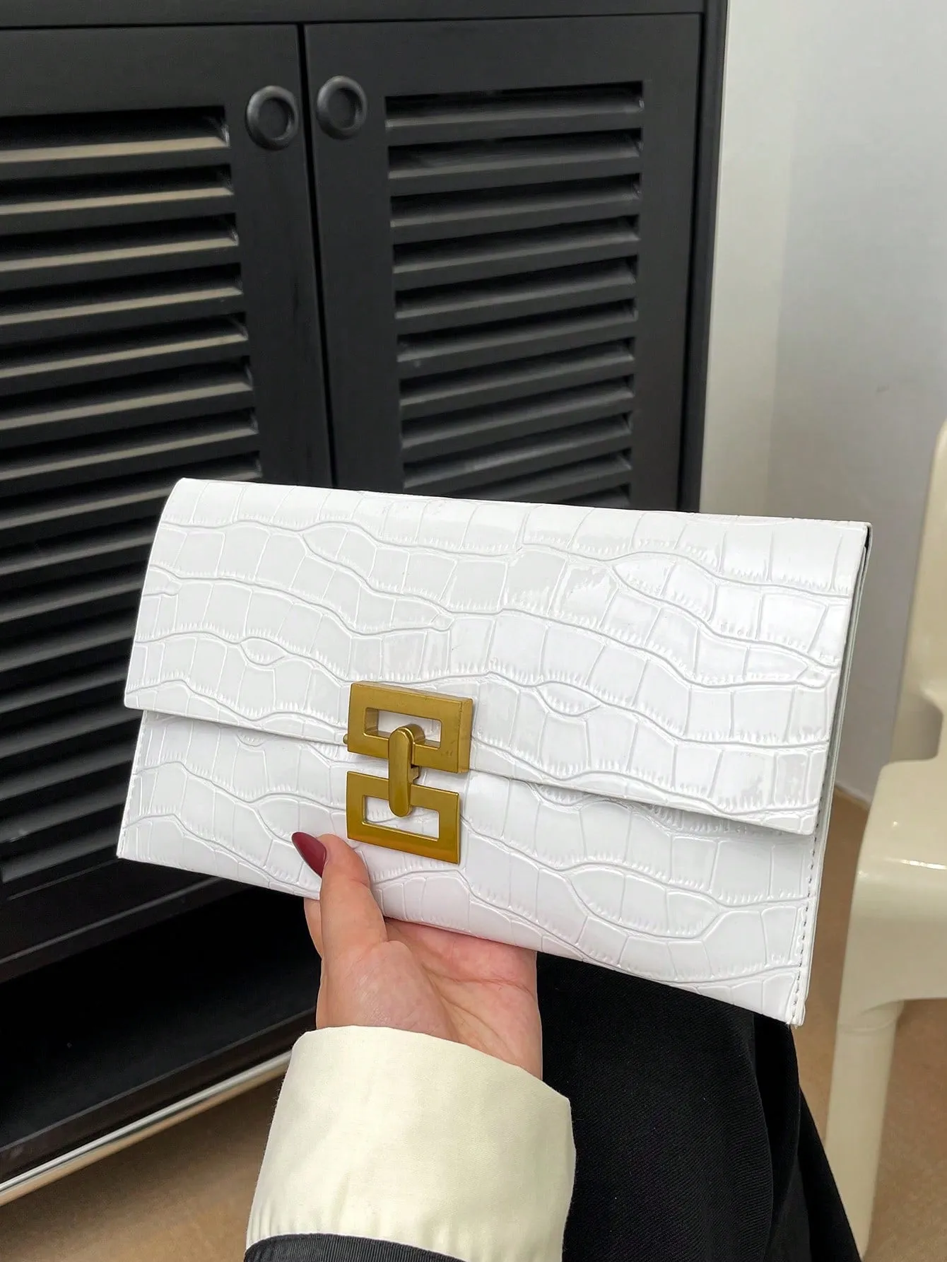 1pc Solid Color Minimalist Stone Pattern Clutch Bag- FD ⚡