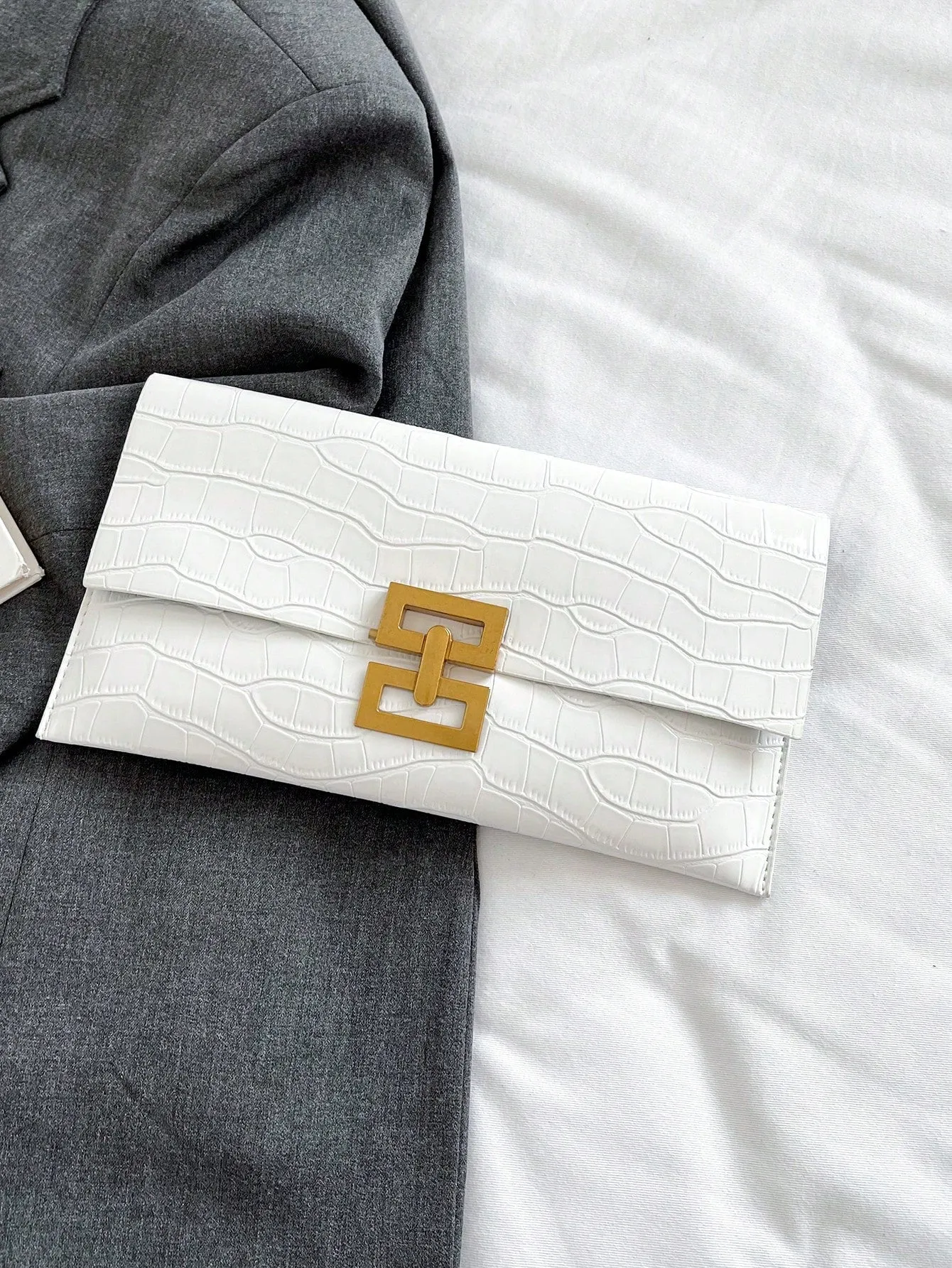 1pc Solid Color Minimalist Stone Pattern Clutch Bag- FD ⚡