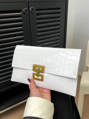 1pc Solid Color Minimalist Stone Pattern Clutch Bag- FD ⚡