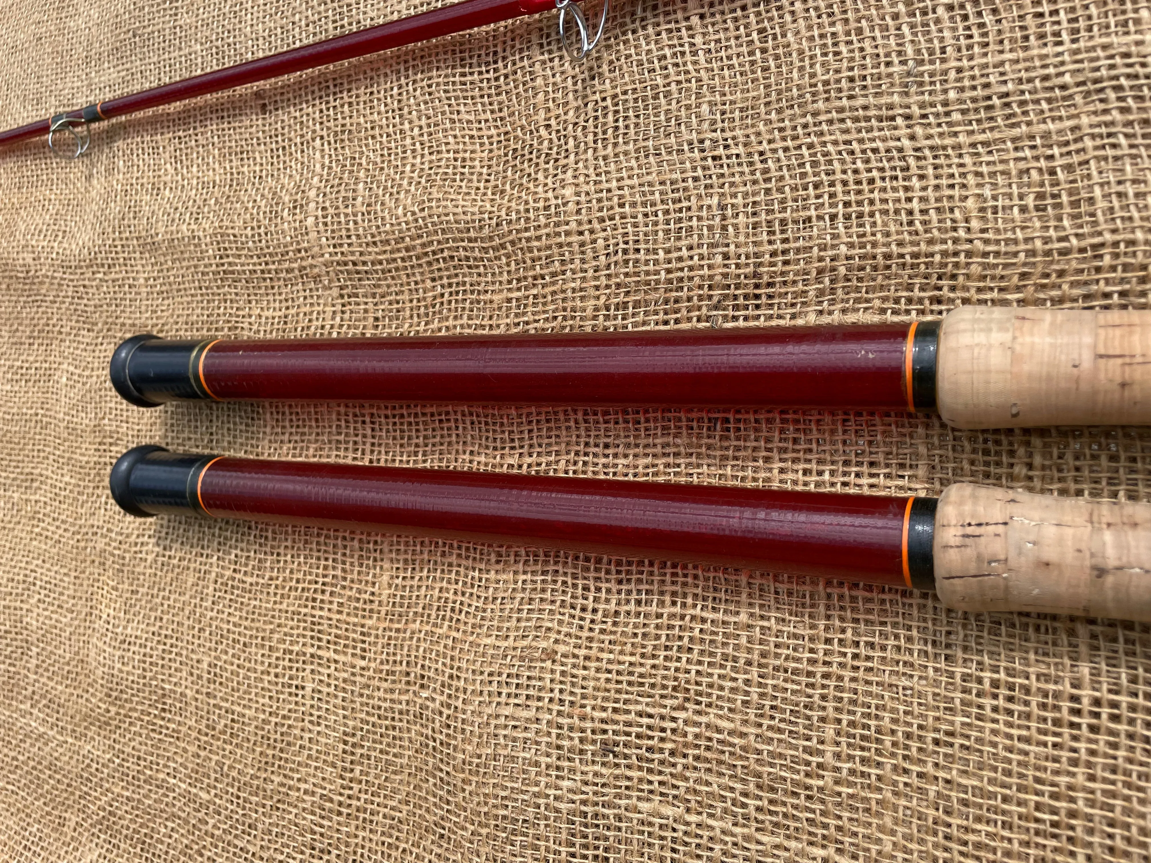 2 x Marco Gerry Savage 11’ Red Glass Vintage Old School Carp Fishing Rods.