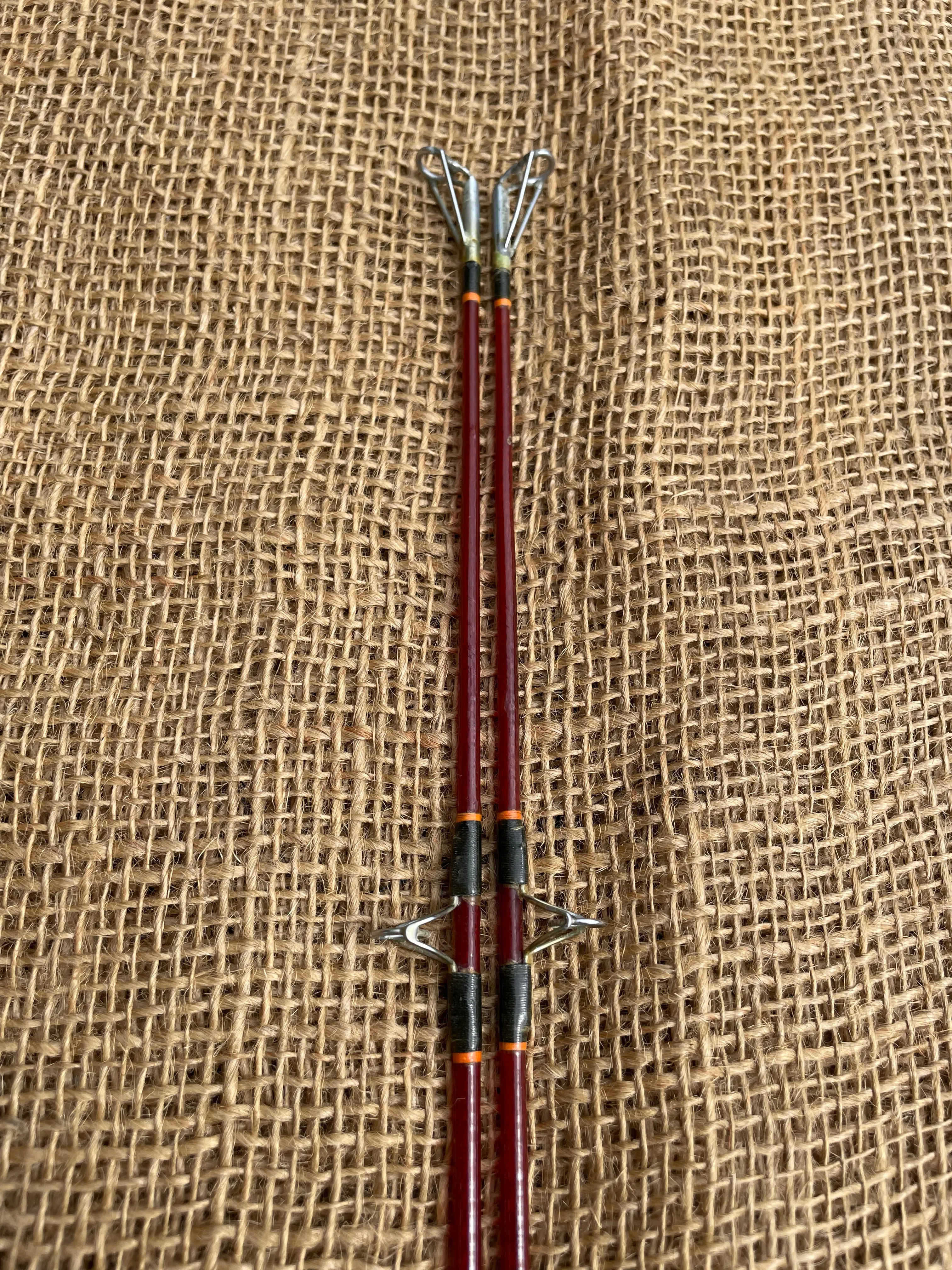 2 x Marco Gerry Savage 11’ Red Glass Vintage Old School Carp Fishing Rods.