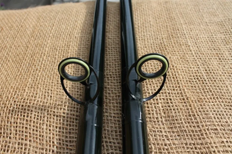 2 x Terry Eustace Old School Vintage Glass Carp Fishing Rods. 1980s.