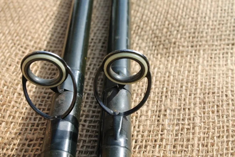 2 x Terry Eustace Vintage Old School Glass Carp Fishing Rods. 1970-80s. 11.5'