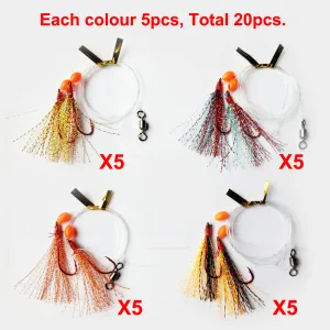 20 x Custom Designed Whiting Rigs 4 Colours With LONG SHANK Baitholder Hook's Size #6 Fishing Tackle