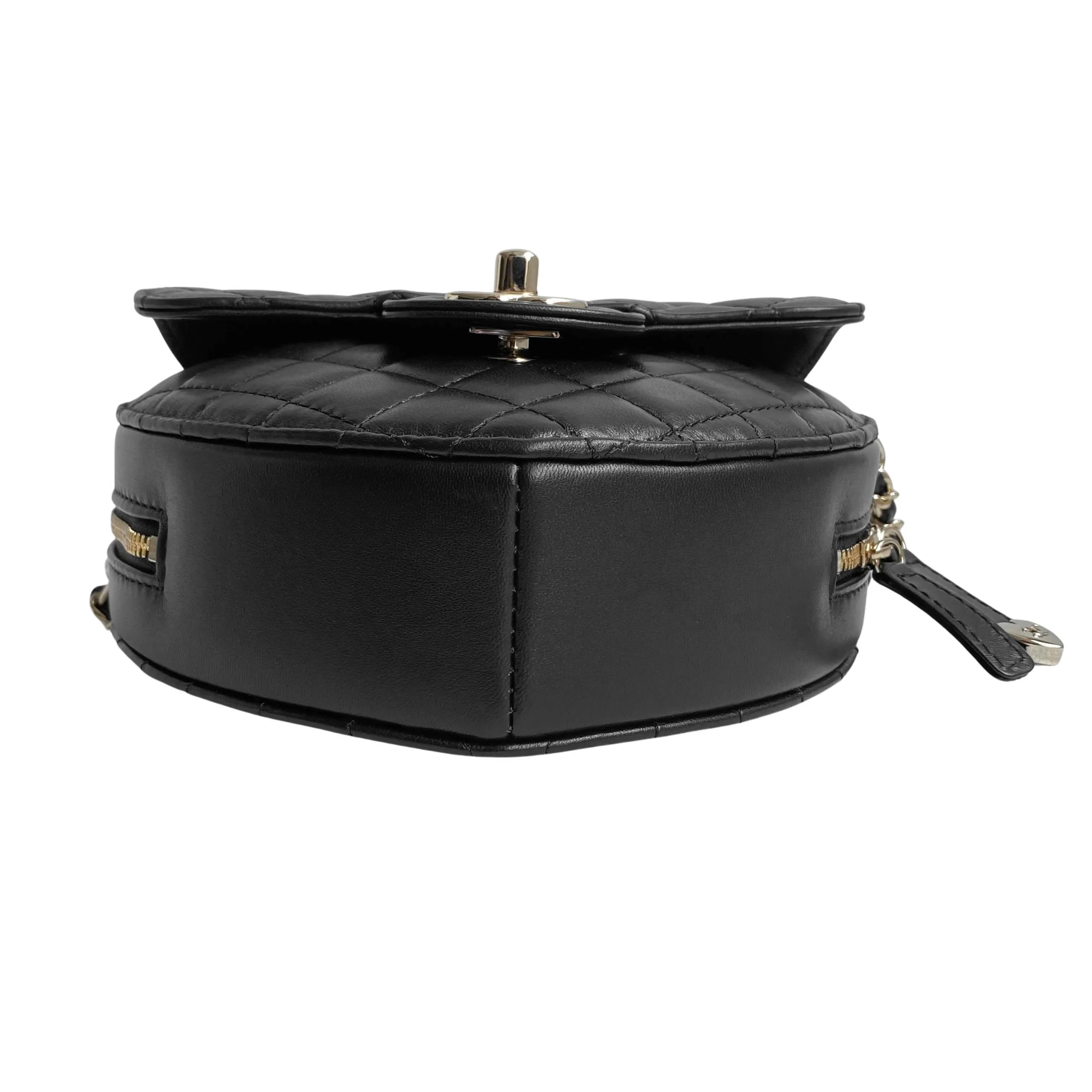 22S Large Heart Bag in Black Lambskin