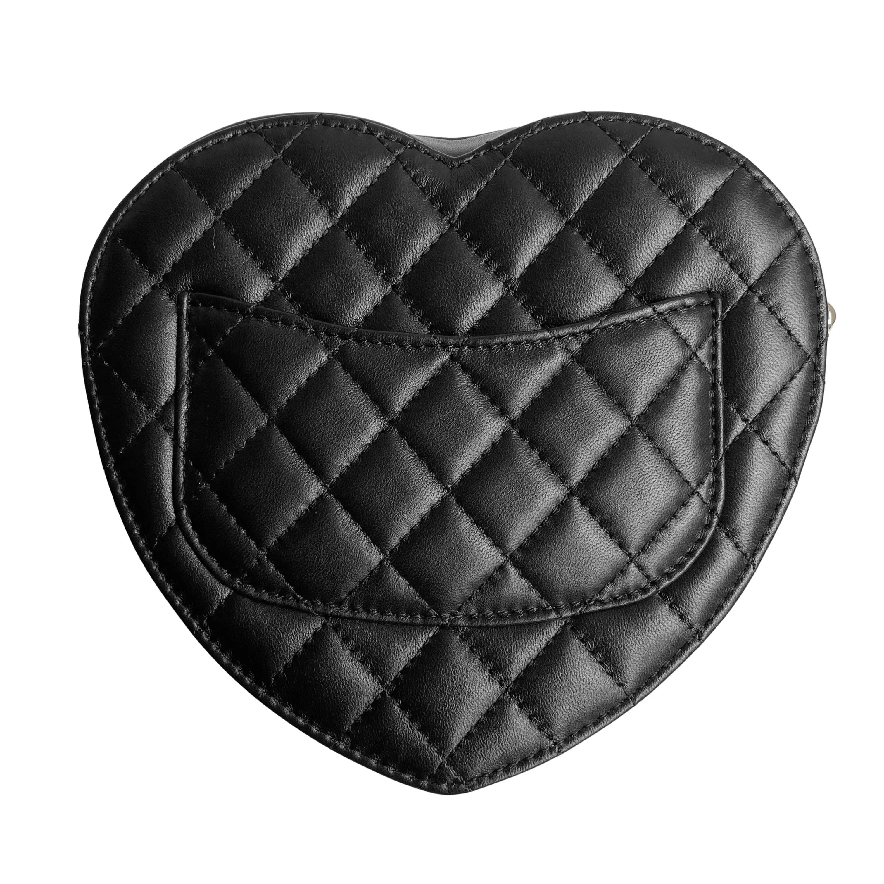 22S Large Heart Bag in Black Lambskin
