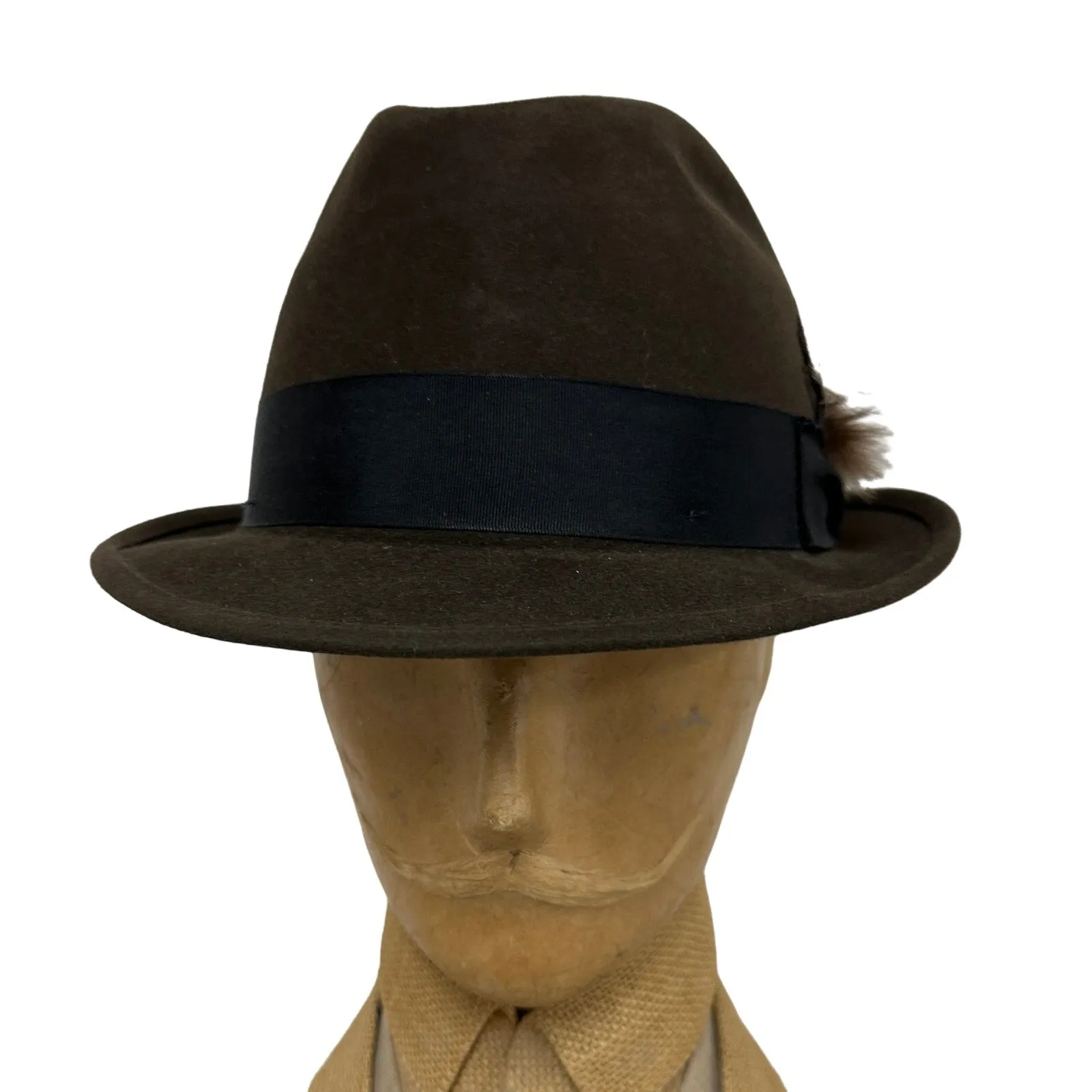 50s 60s VTG Mens Biltmore Fedora  Hat Brown Canadian Suede  7 3/8