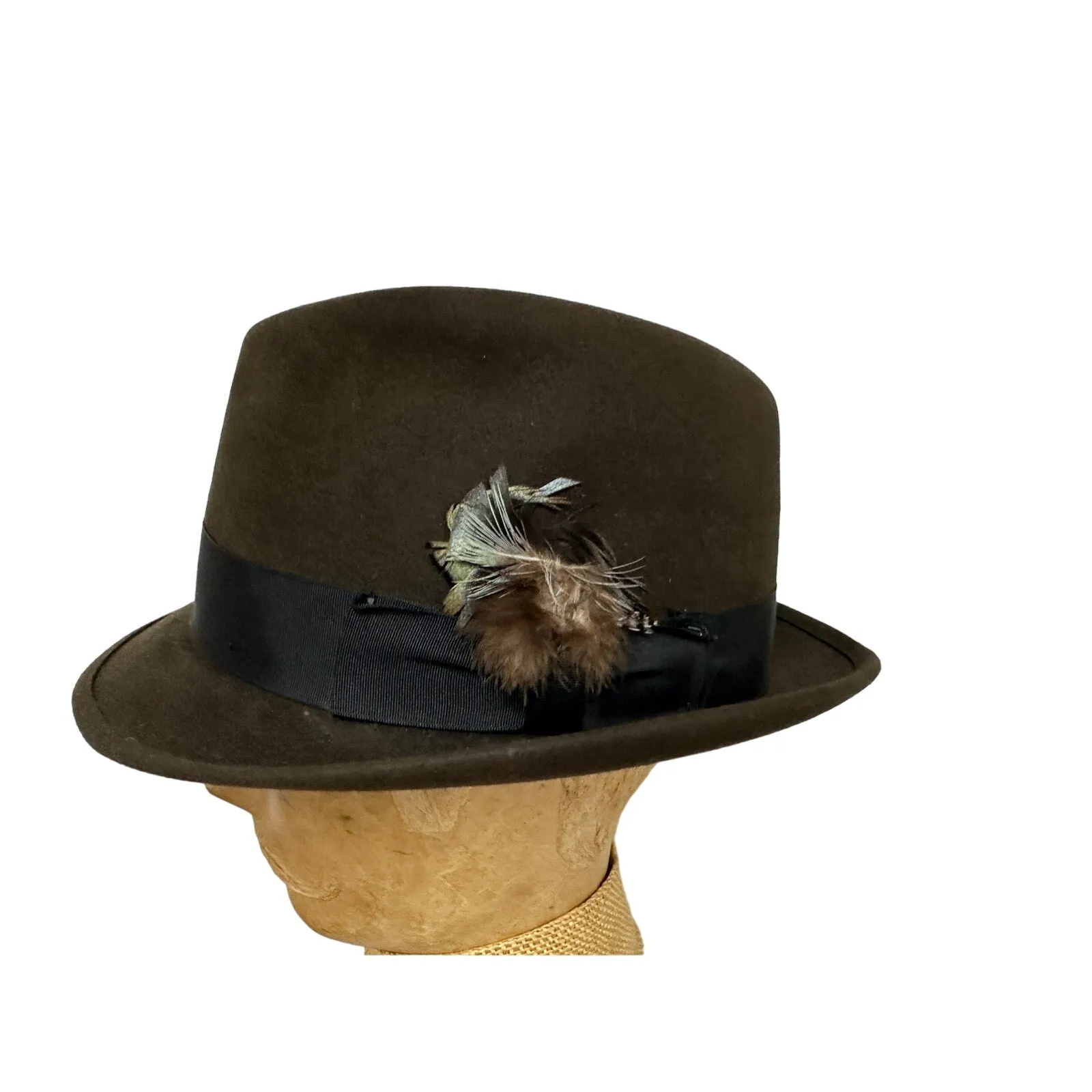 50s 60s VTG Mens Biltmore Fedora  Hat Brown Canadian Suede  7 3/8