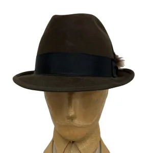 50s 60s VTG Mens Biltmore Fedora  Hat Brown Canadian Suede  7 3/8