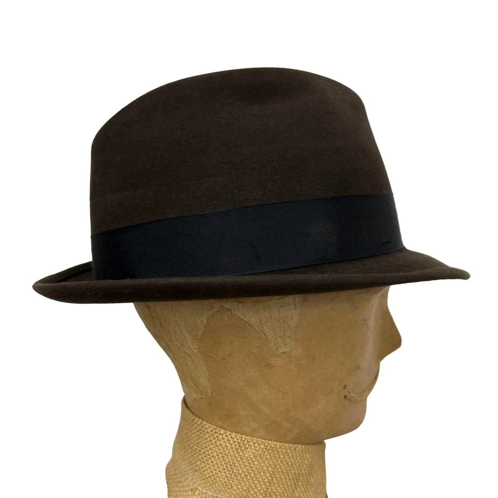 50s 60s VTG Mens Biltmore Fedora  Hat Brown Canadian Suede  7 3/8