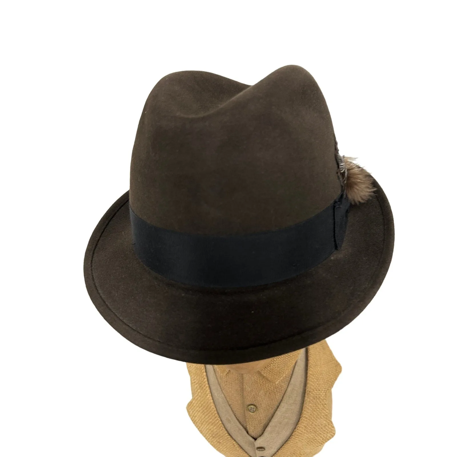 50s 60s VTG Mens Biltmore Fedora  Hat Brown Canadian Suede  7 3/8