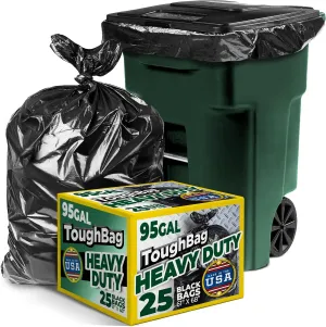 95 Gallon Wheeled Trash Can Lid Garbage Container Outdoor Duty Trash Bags