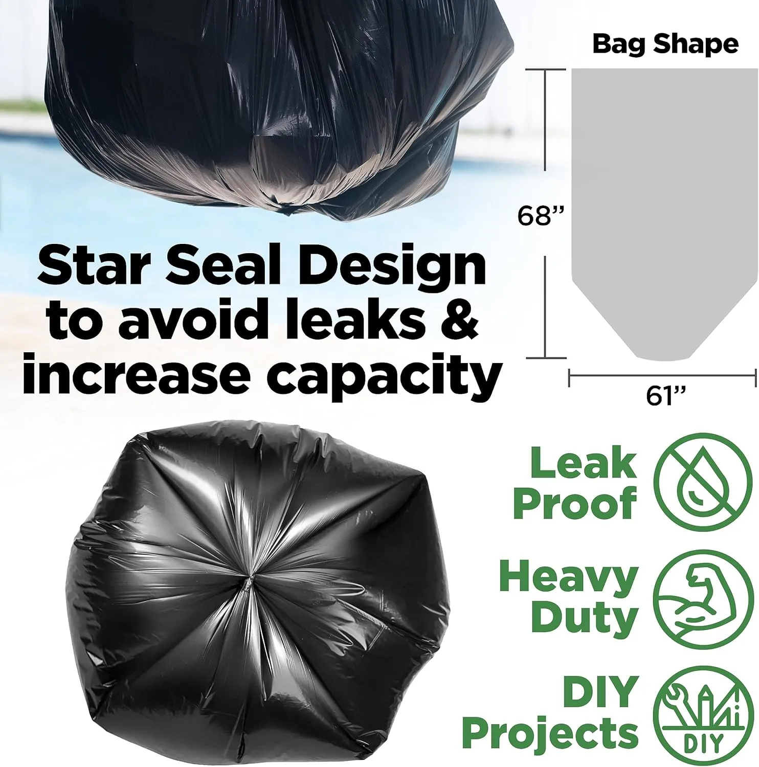 95 Gallon Wheeled Trash Can Lid Garbage Container Outdoor Duty Trash Bags