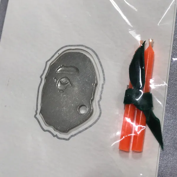 A Bathing Ape Bape x Stephen Einhorn Vintage Pewter Bape Head Candle Holder Card