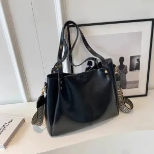 Adjustable Strap Leather Tote Bag