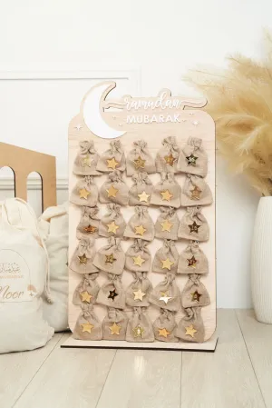 Advent Ramadan Countdown Till Eid Freestanding with Bags - white   gold