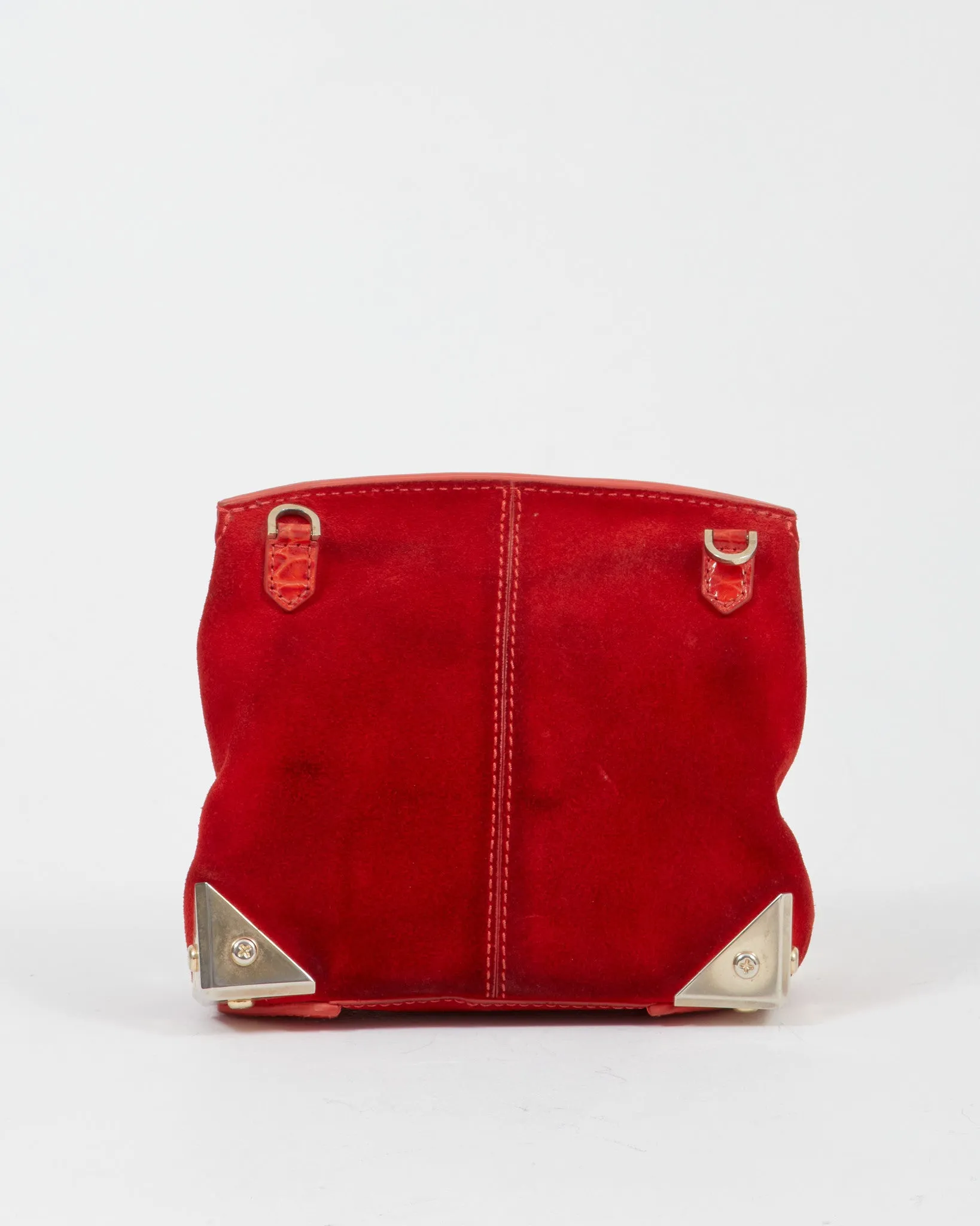 Alexander Wang Red Suede & Croc Embossed Marion Prisma Bag