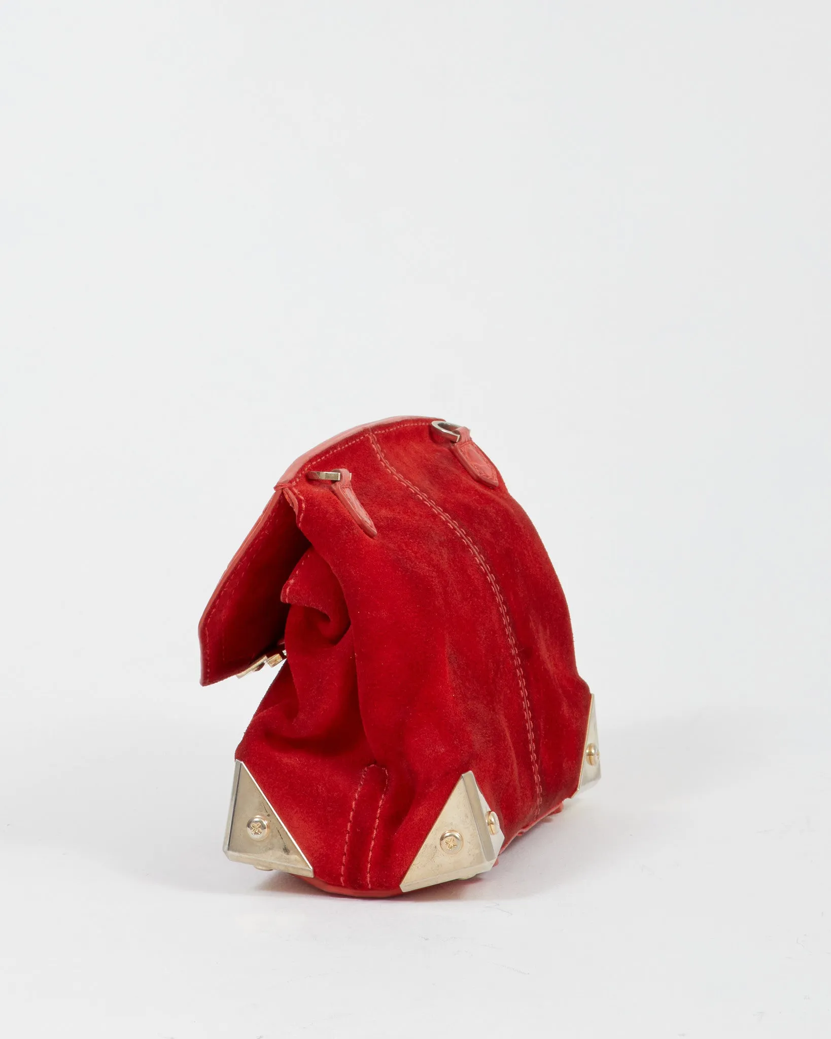 Alexander Wang Red Suede & Croc Embossed Marion Prisma Bag