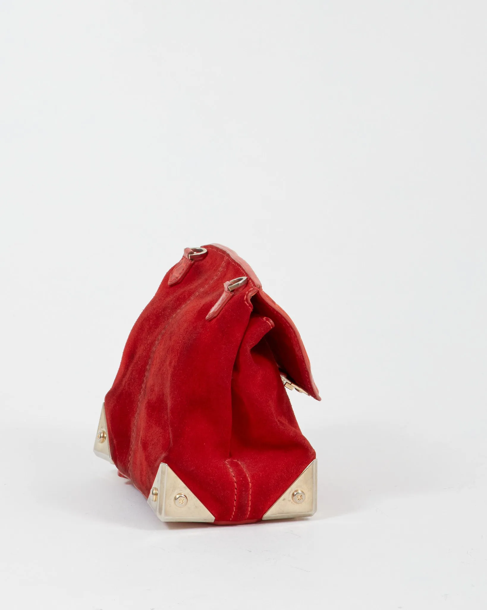 Alexander Wang Red Suede & Croc Embossed Marion Prisma Bag