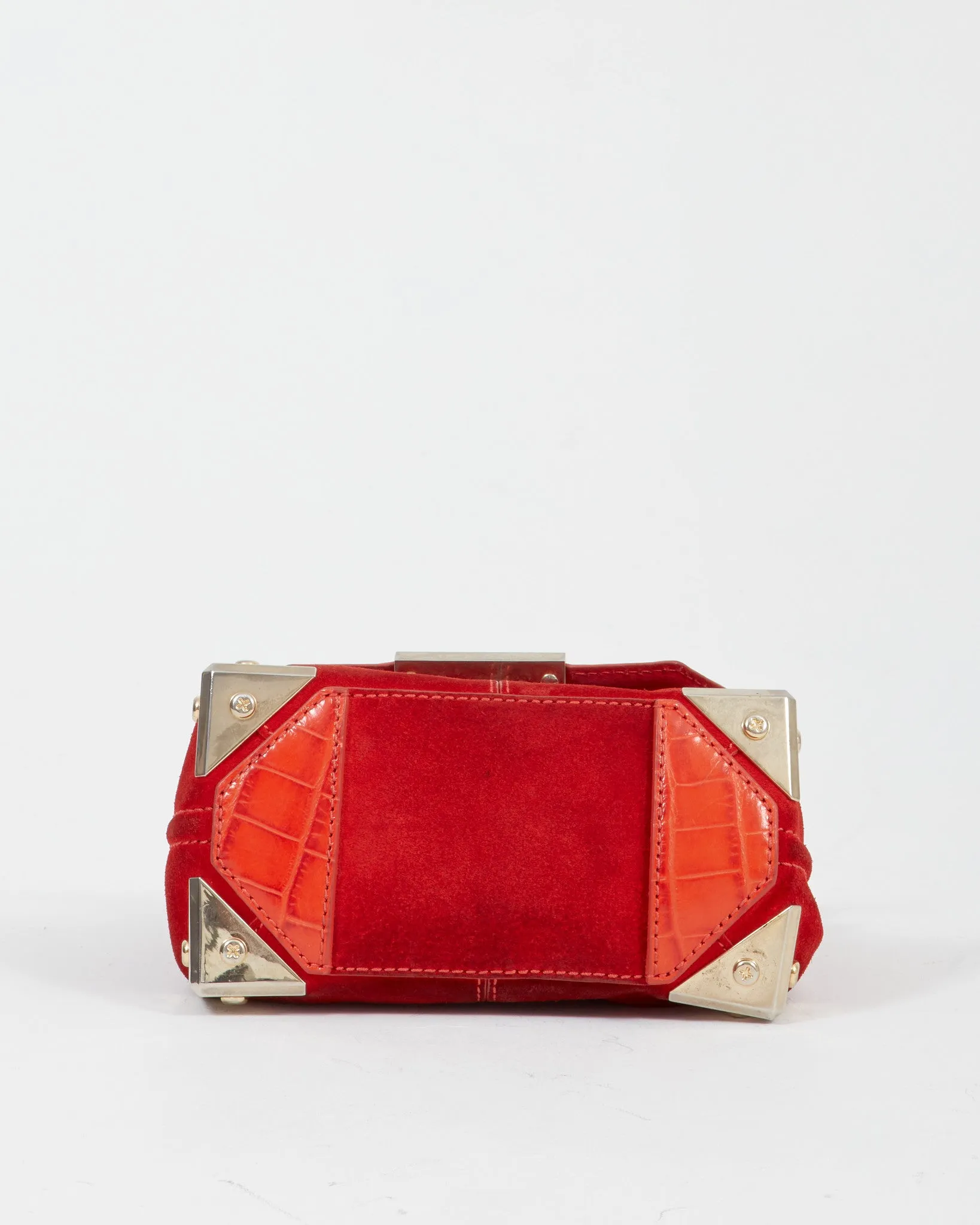 Alexander Wang Red Suede & Croc Embossed Marion Prisma Bag