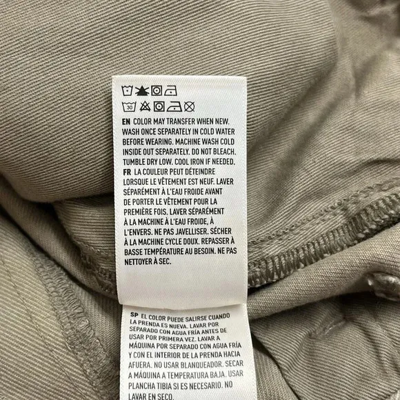 American Eagle Barrel Jeans Womens 12 Taupe Wide Leg Cropped Organic Cotton