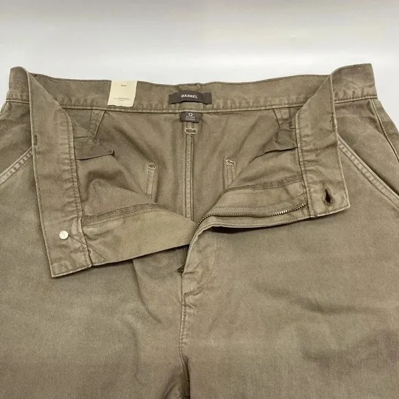 American Eagle Barrel Jeans Womens 12 Taupe Wide Leg Cropped Organic Cotton