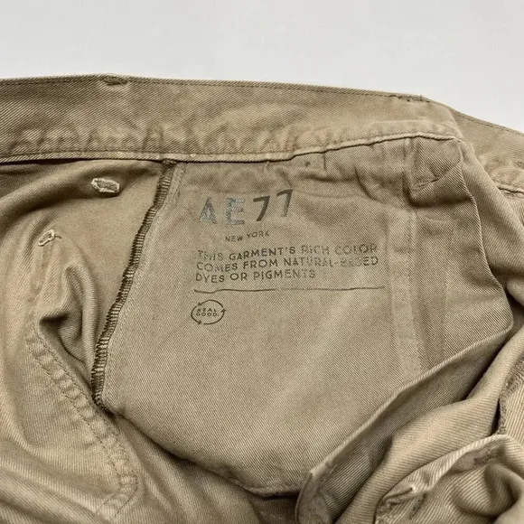 American Eagle Barrel Jeans Womens 12 Taupe Wide Leg Cropped Organic Cotton