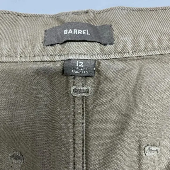 American Eagle Barrel Jeans Womens 12 Taupe Wide Leg Cropped Organic Cotton