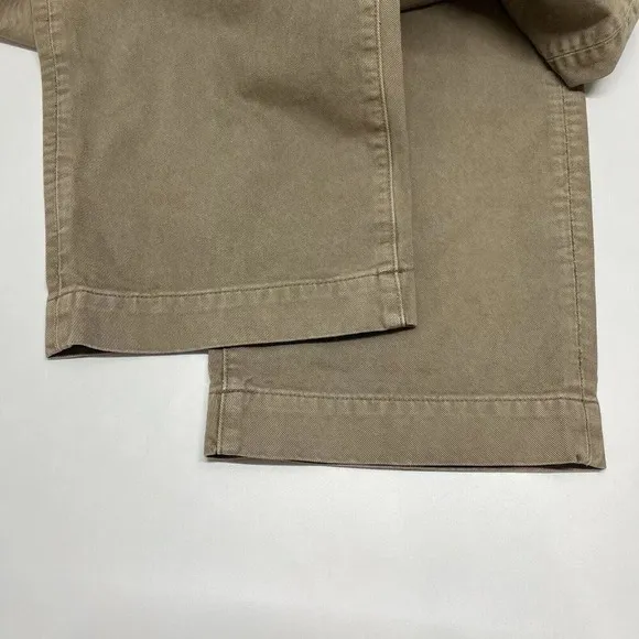 American Eagle Barrel Jeans Womens 12 Taupe Wide Leg Cropped Organic Cotton