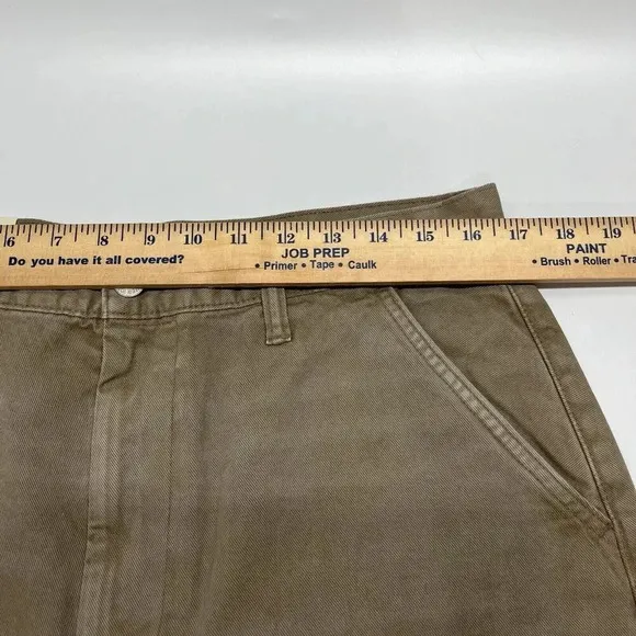 American Eagle Barrel Jeans Womens 12 Taupe Wide Leg Cropped Organic Cotton