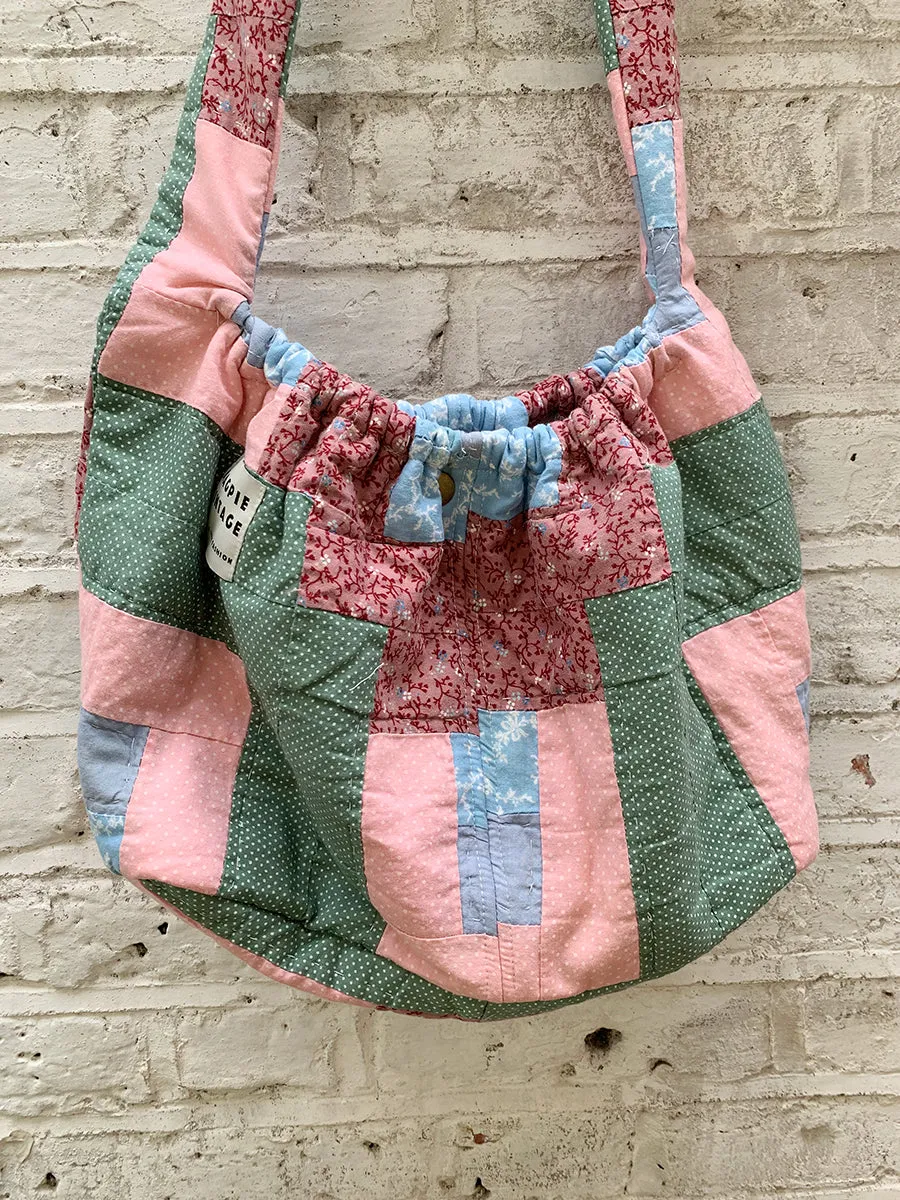 Andie Patchwork Quilt Bag Medium - Pink/Green