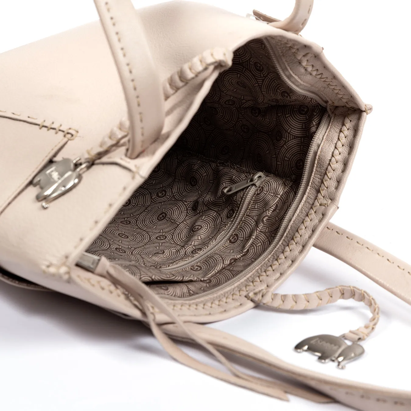Anesu : Ladies Leather Shopper Handbag in Cream Cayak