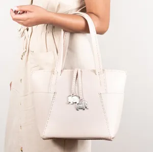 Anesu : Ladies Leather Shopper Handbag in Cream Cayak