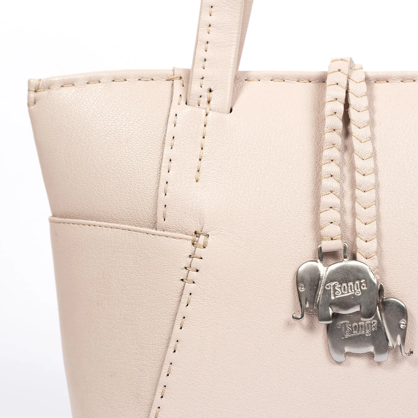 Anesu : Ladies Leather Shopper Handbag in Cream Cayak