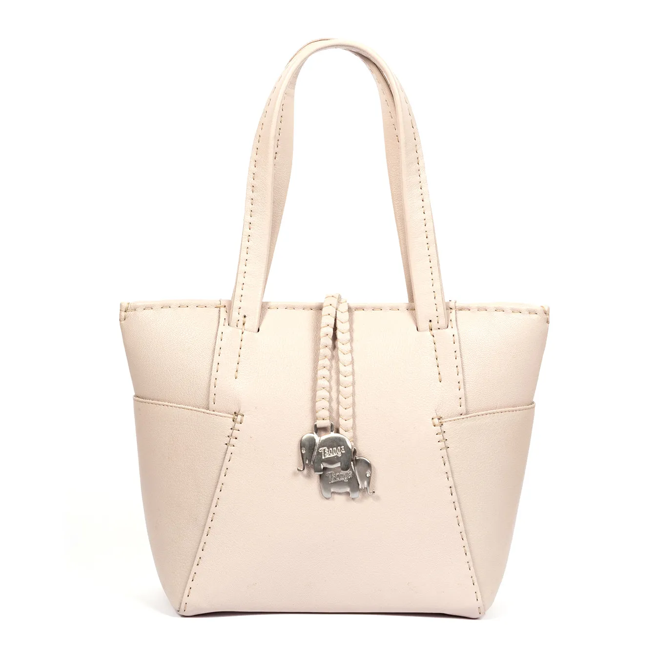 Anesu : Ladies Leather Shopper Handbag in Cream Cayak