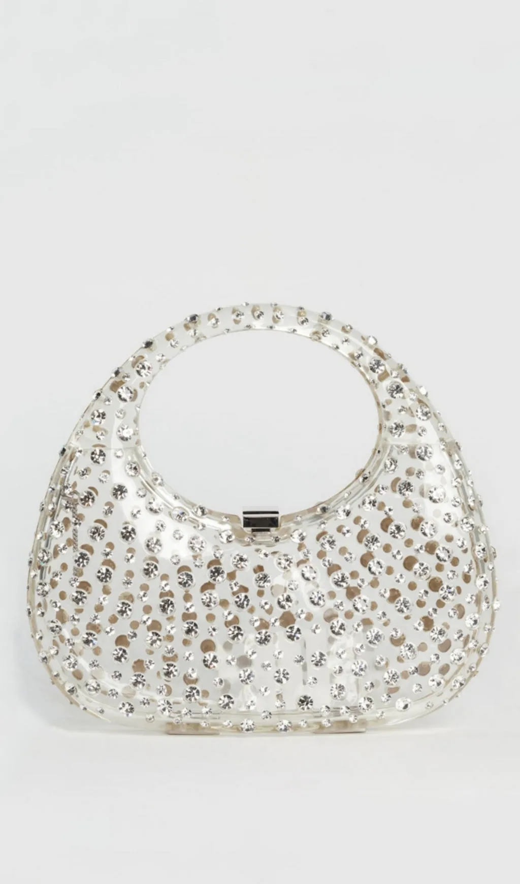 Annabel Clear Crystal Embellished Acrylic Clutch - White