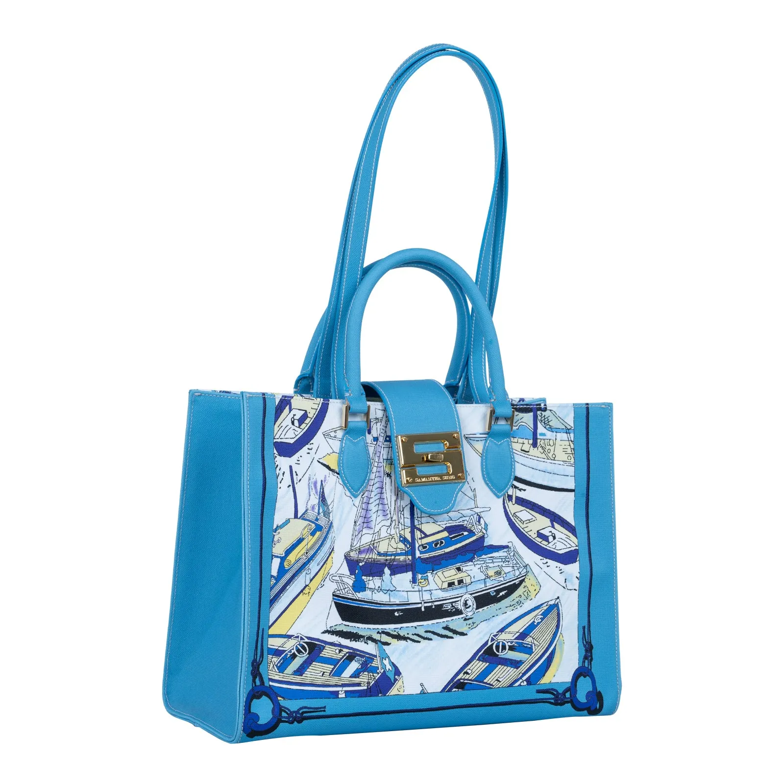 Audrey Tote_Medium_Canne New_Aqua