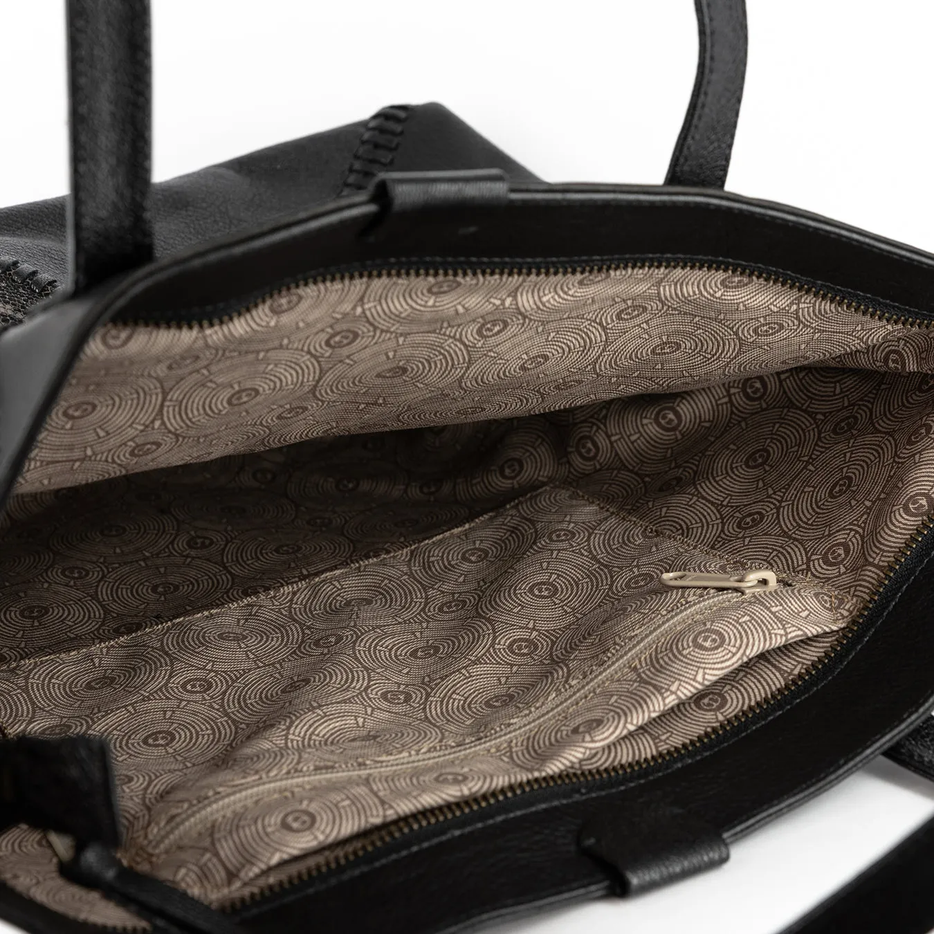 Awonke : Ladies Leather Shopper Handbag in Black Delta & Nero Rockafella