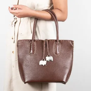 Azetha : Ladies Leather Shopper Handbag in Cafe Cayak