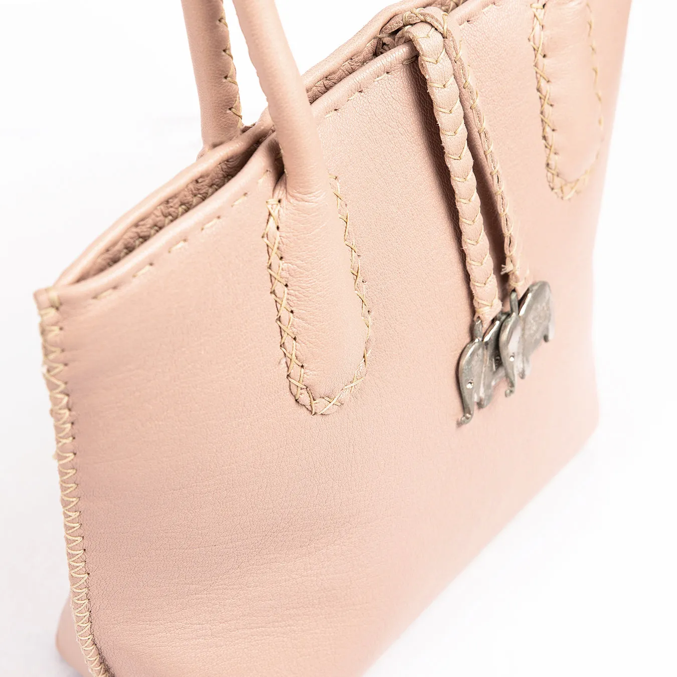 Azetha : Ladies Leather Shopper Handbag in Rose Cayak