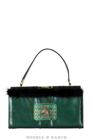 Bag, Silver Label, Patent Leather Snakeskin Embossing with Pewter Quarter Horse Buckle, Repurposed, 1374