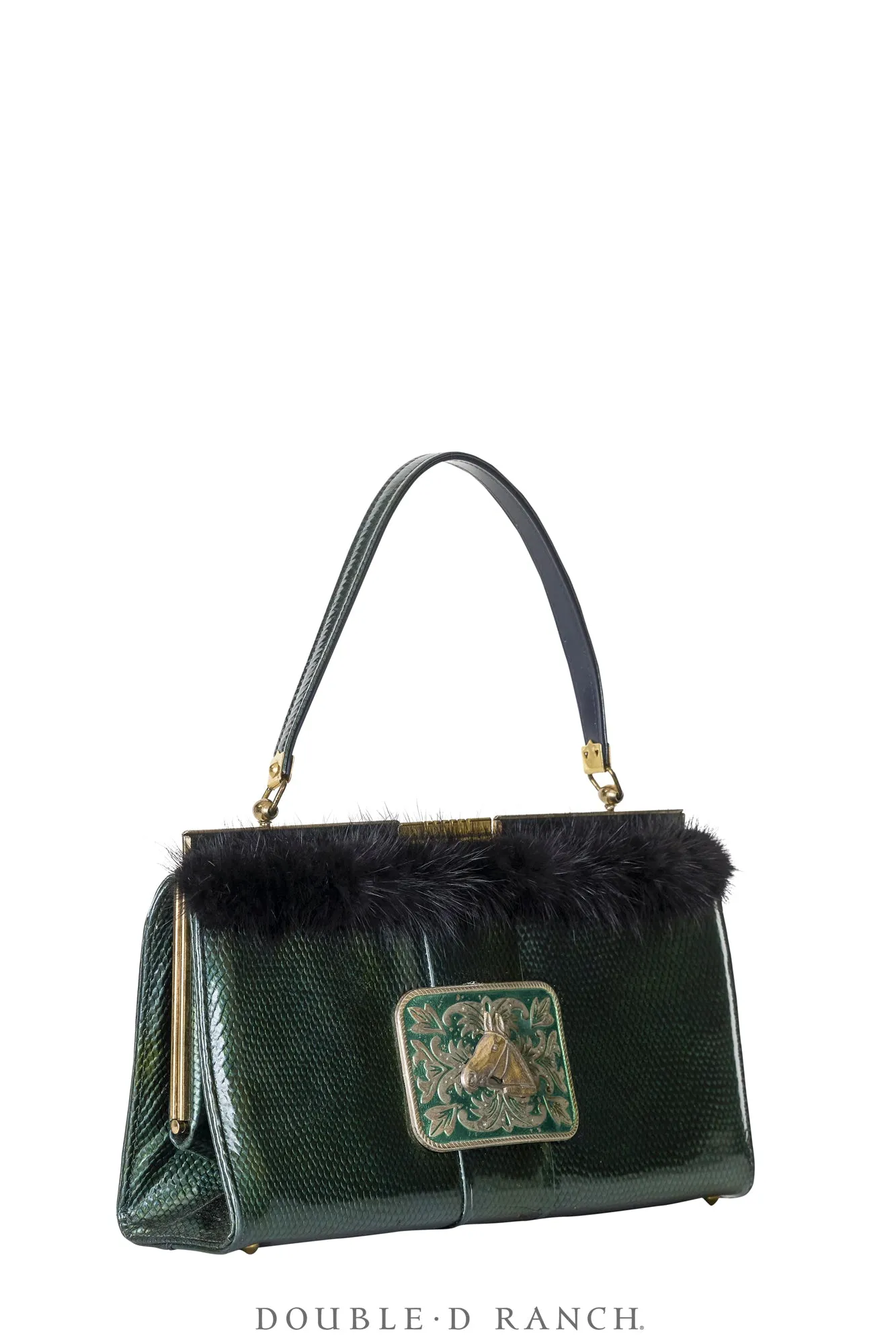 Bag, Silver Label, Patent Leather Snakeskin Embossing with Pewter Quarter Horse Buckle, Repurposed, 1374