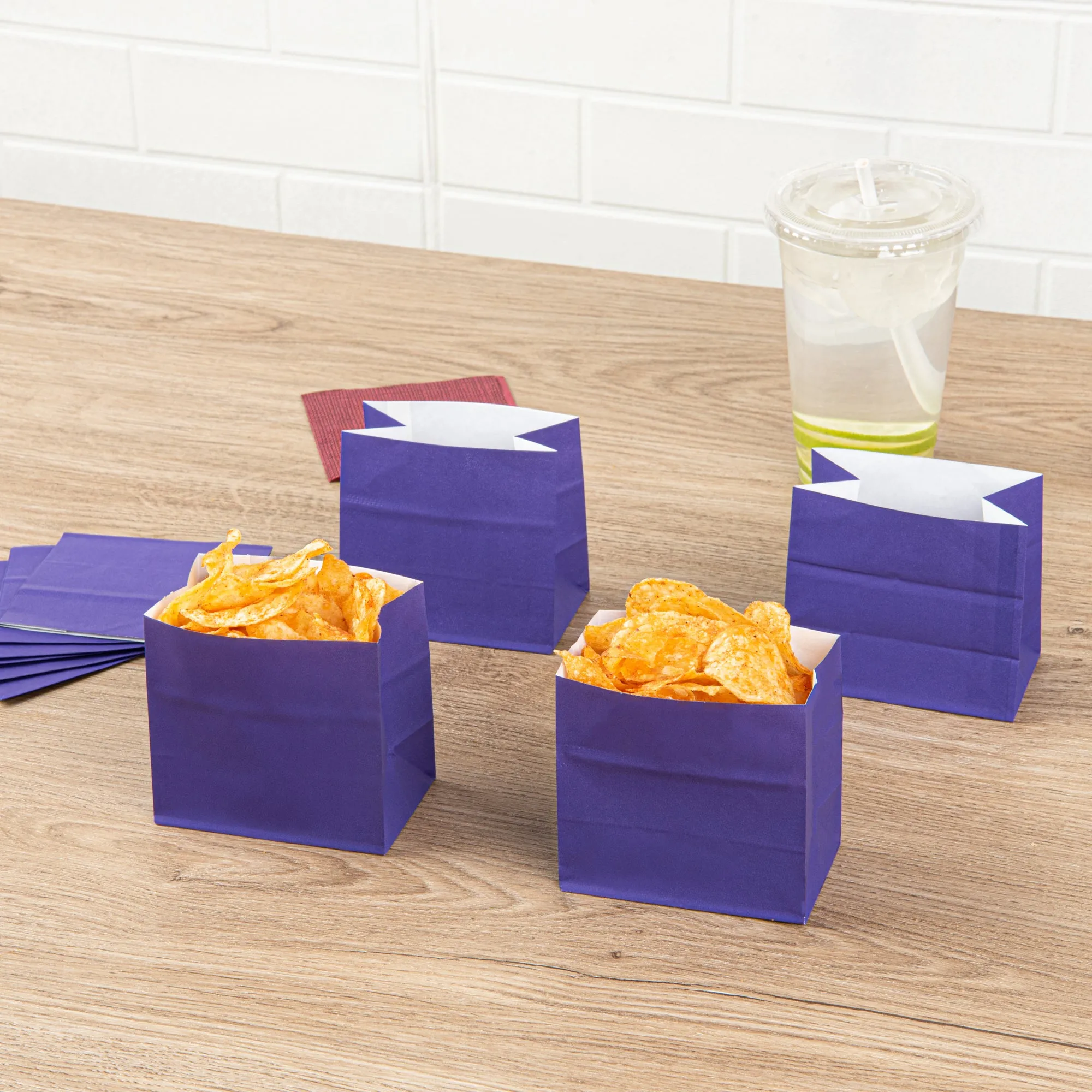 Bag Tek Purple Paper Small Snack Bag - 3 3/4" x 2 1/4" x 3 3/4" - 100 count box