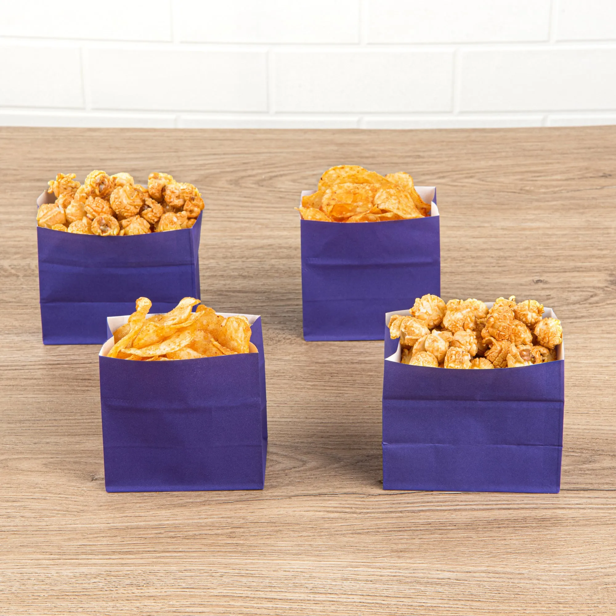 Bag Tek Purple Paper Small Snack Bag - 3 3/4" x 2 1/4" x 3 3/4" - 100 count box