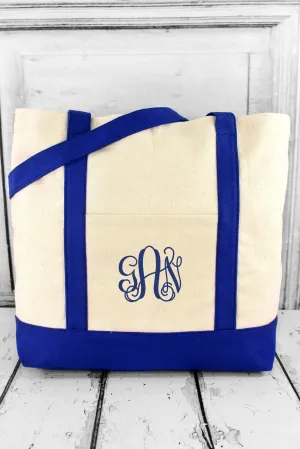 BAGedge Canvas Boat Tote, Natural and Royal