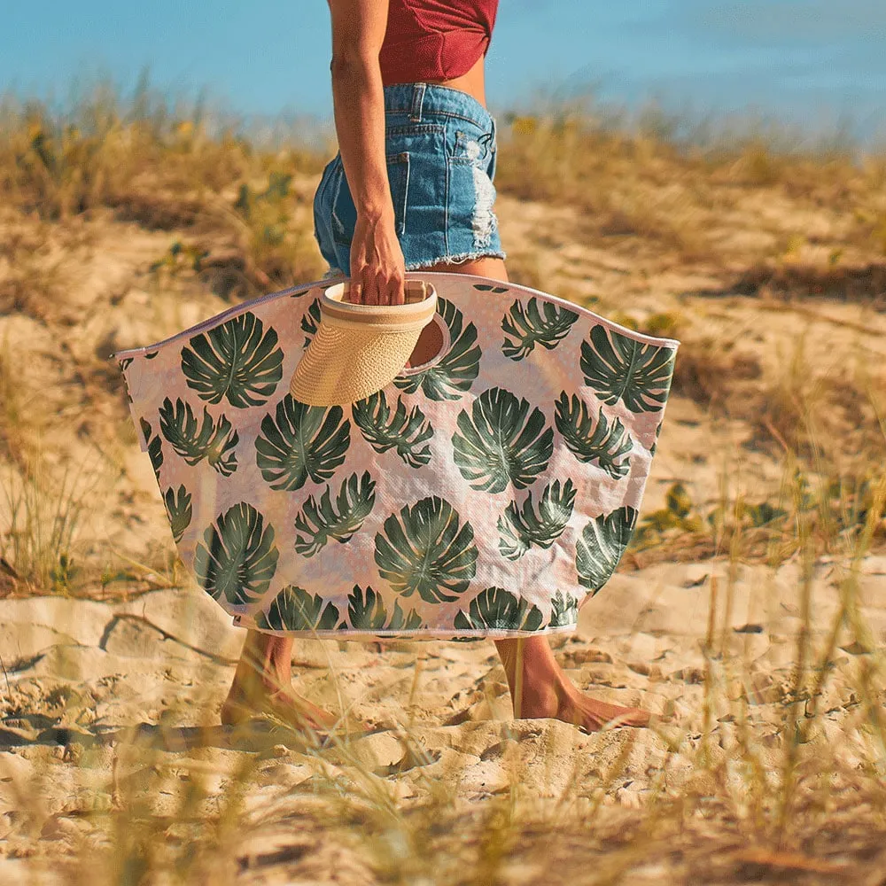 Beach Bag Spotty Monstera Pink
