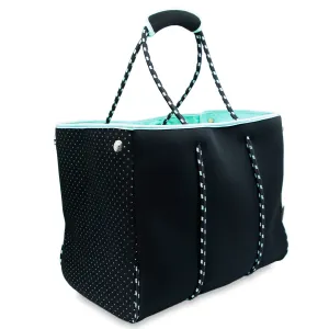 Beach Bag Tote - Black/Turquoise